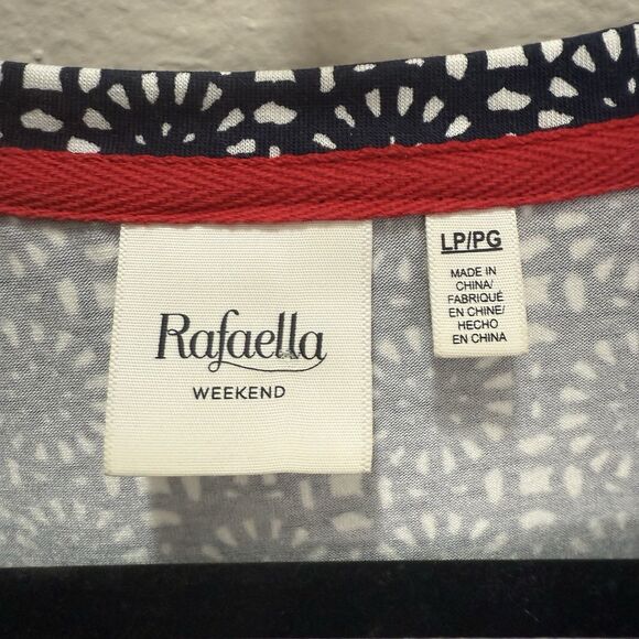 Rafaella Weekend Women's Top Size LP  Short Sleeve-Vneck Navy/red Floral Motive - Picture 6 of 8